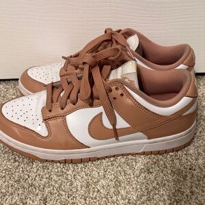 Nike Tan and White Low-Top Sneakers
